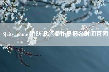 邯郸消防设施操作员报名时间官网