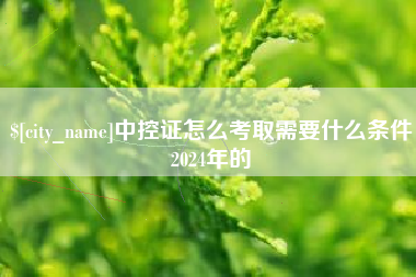 邯郸中控证怎么考取需要什么条件2024年的